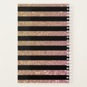 Luxury Gold Pink Glitter Stripes - Planner (Achterkant)