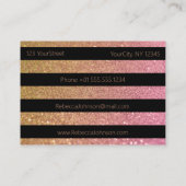 Luxury Gold Pink Glitter Stripes - Visitekaartje (Achterkant)