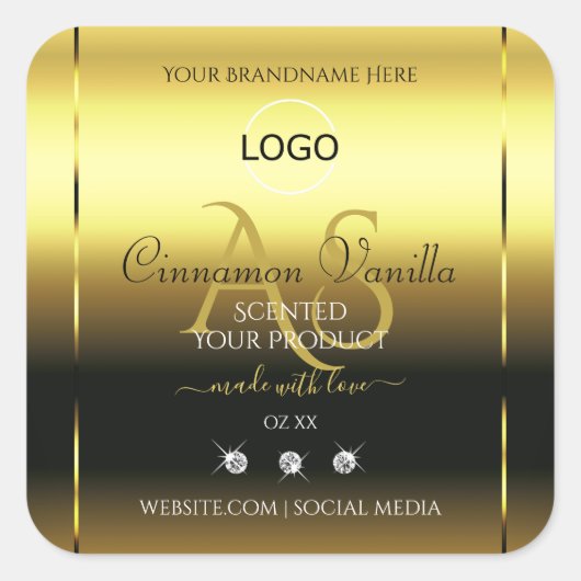 Luxury Gold Product Labels joodse monogram Logo (Voorkant)