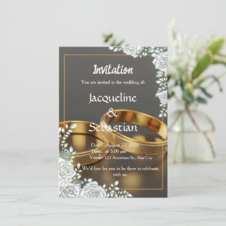 Luxury Gold Rings Wedding Invitation Kaart