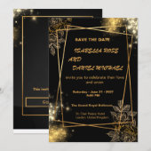 Luxury Gold Save the Date Wedding Card (Devant / Derrière)