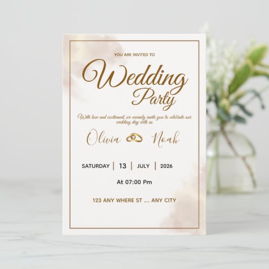 Luxury Gold Script Wedding Invitation (Debout devant)