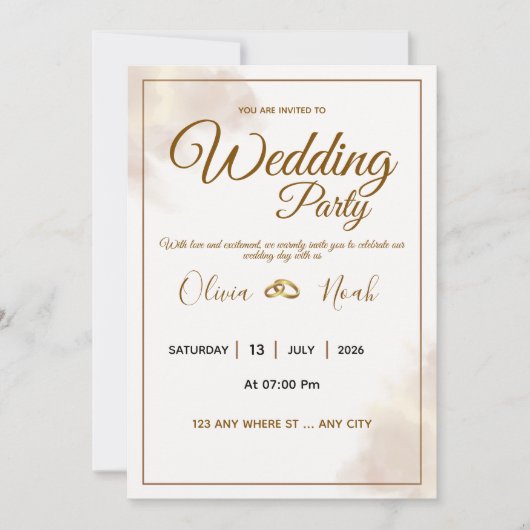 Luxury Gold Script Wedding Invitation Kaart (Voorkant)