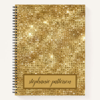 Luxury Gold Shimmering Sequins Custom Name Notitieboek