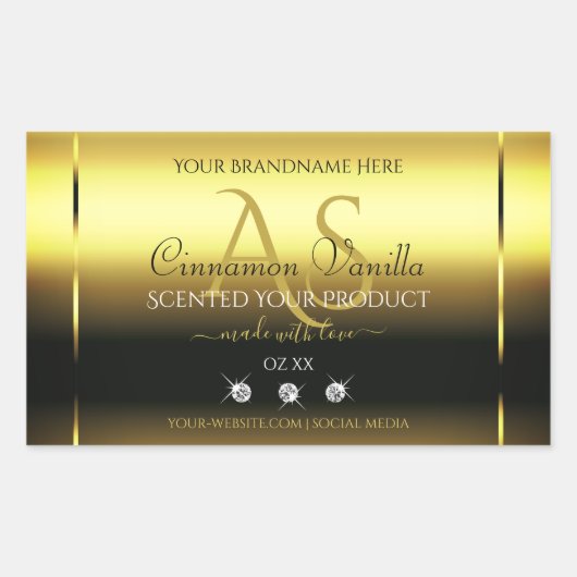 Luxury Gold Shimmery Product Label juwelen Monogra (Voorkant)