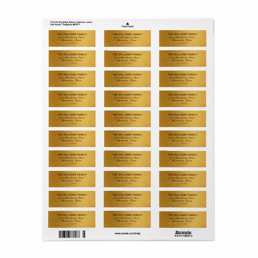 Luxury Gold Shiny Foil Address Label (Full Sheet)