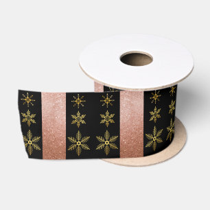 Luxury Gold Snowflakes en roze kerstmis Lint