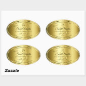 Luxury Gold Soft Glitter-Initialen Productlabels Ovale Sticker (Vel)