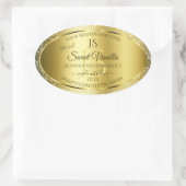 Luxury Gold Soft Glitter-Initialen Productlabels Ovale Sticker (Tas)