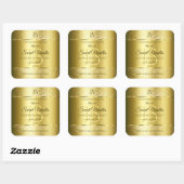 Luxury Gold Soft Glitter-Initialen Productlabels Vierkante Sticker (Vel)
