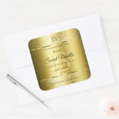 Luxury Gold Soft Glitter-Initialen Productlabels Vierkante Sticker (Envelop)