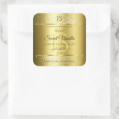 Luxury Gold Soft Glitter-Initialen Productlabels Vierkante Sticker (Tas)