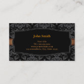 Luxury Gold Stripe Black Damask Visitekaartje (Achterkant)