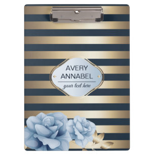 Luxury Gold Stripe Floral Klembord
