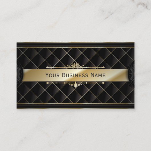 Luxury Gold Striped Diamond Pattern Visitekaartje (Voorkant)