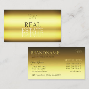 Luxury Gold Stylish Mirror-lettertype met monogram Visitekaartje