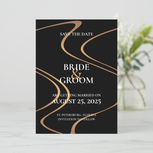 Luxury Gold Swirl Lines Sla de datumkaart op Kaart (Staand voorkant)