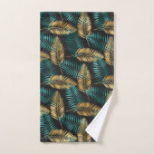 Luxury Gold Teal Tiger Stripe & Tropical Leaves (Serviette à main)