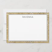 Luxury Gold Texture Black Border Name Script Notitiekaartje (Voorkant)