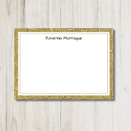 Luxury Gold Texture Border Black Name Script Notitiekaartje