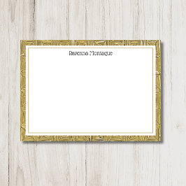 Luxury Gold Texture Border Black Name Script Notitiekaartje