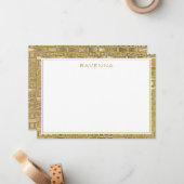 Luxury Gold Texture Border Elegant Name Script Notitiekaartje (Voorkant / Achterkant in situ)