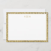 Luxury Gold Texture Two Border Three Monogram Notitiekaartje (Voorkant)
