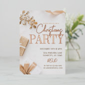 Luxury Gold Typography kerstparty Folie Uitnodiging (Staand Voorkant)