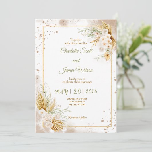 Luxury Gold Wedding Invitation (Debout devant)