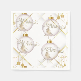 Luxury Gold & White Christmas Bauble Servet