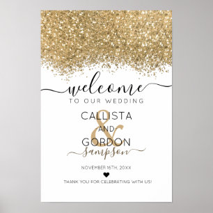 Luxury Gold White Glitter Confetti Weddenschap Wel Poster