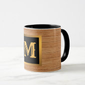 Luxury Gold Wood Modern Monogrammed Mok (Voorkant rechts)