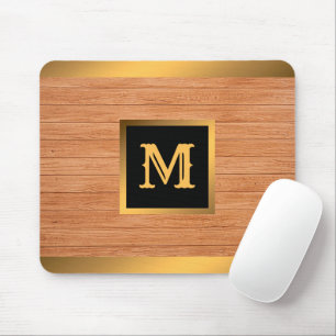 Luxury Gold Wood Modern Monogrammed Muismat