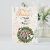 LUXURY Gold Wreath Photo Card | Holiday 2026 Kaart (Staand voorkant)