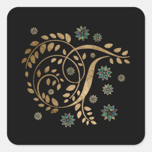 Luxury Golden Calligraphy Monogram met brief T Vierkante Sticker