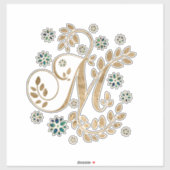 Luxury Golden Calligraphy Monogram met letter M Sticker (Vel)
