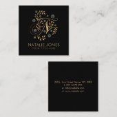 Luxury Golden Calligraphy Monogram met letter N Vierkante Visitekaartje (Voorkant / Achterkant)