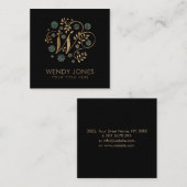 Luxury Golden Calligraphy Monogram met letter W Vierkante Visitekaartje (Voorkant / Achterkant)