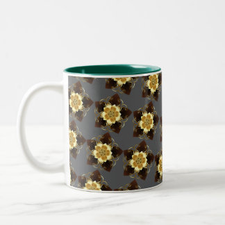 Luxury Golden Floral Mandala Ornamental Design Tweekleurige Koffiemok