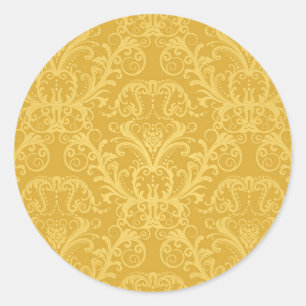 Luxury Golden Floral Wallpaper Ronde Sticker