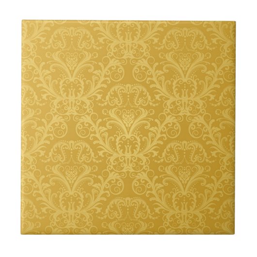 Luxury Golden Floral Wallpaper Tegeltje (Voorkant)