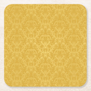 Luxury Golden Floral Wallpaper Vierkante Kartonnen Onderzetter