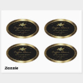 Luxury Golden Glitter Floral Black Product Labels (Vel)