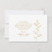 Luxury Golden & Gold bladeren Wedding Bedankkaart (Achterkant)