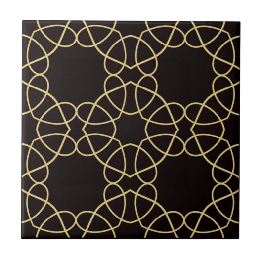 Luxury Golden Line Geometric Loop Pattern Tegeltje (Voorkant)