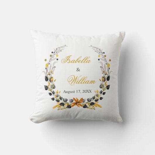 Luxury Golden Noir Wedding Monogram Kussen (Voorkant)
