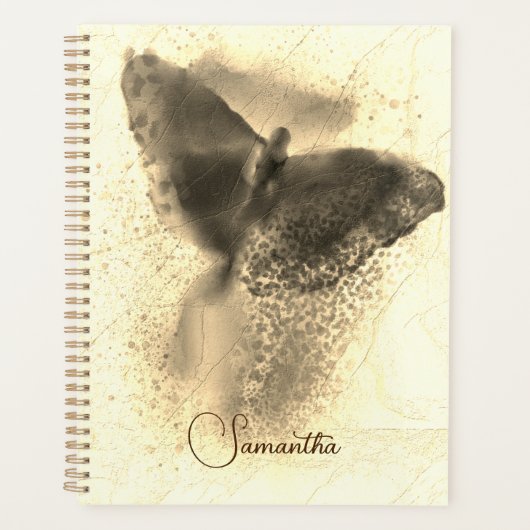 Luxury Golden Waterverf Butterfly Monogram Planner (Voorkant)