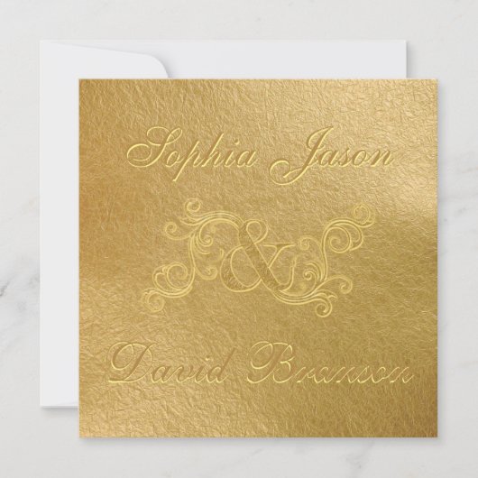 Luxury Golf Leaf 3D Gold Wedding Custom Monogram Kaart (Voorkant)