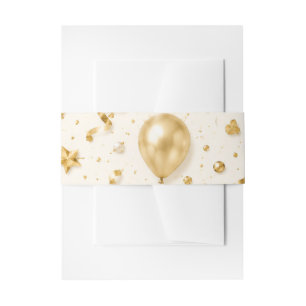Luxury Goud & Witte Feestballonnen Patroon   Uitnodigingen Wikkel