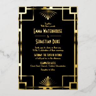 Luxury Great Gatsby Art Deco Wedding Folie Uitnodiging